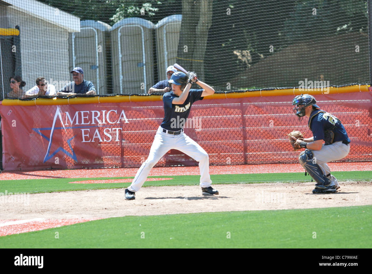 Batter at baseball stadium Stony Brook University Long Island NY Stock Photo
