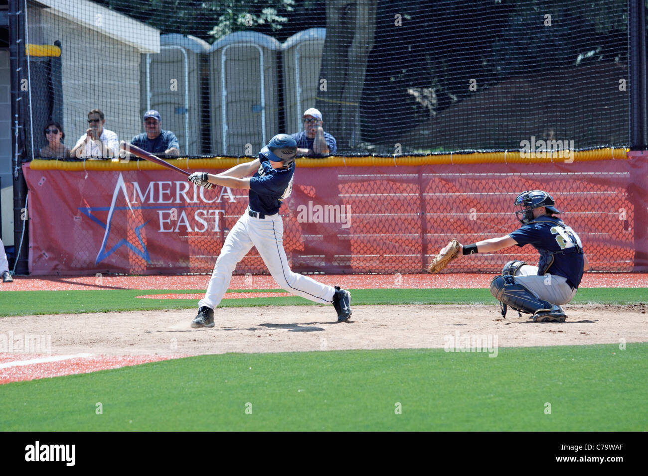 Batter at baseball stadium Stony Brook University Long Island NY Stock Photo