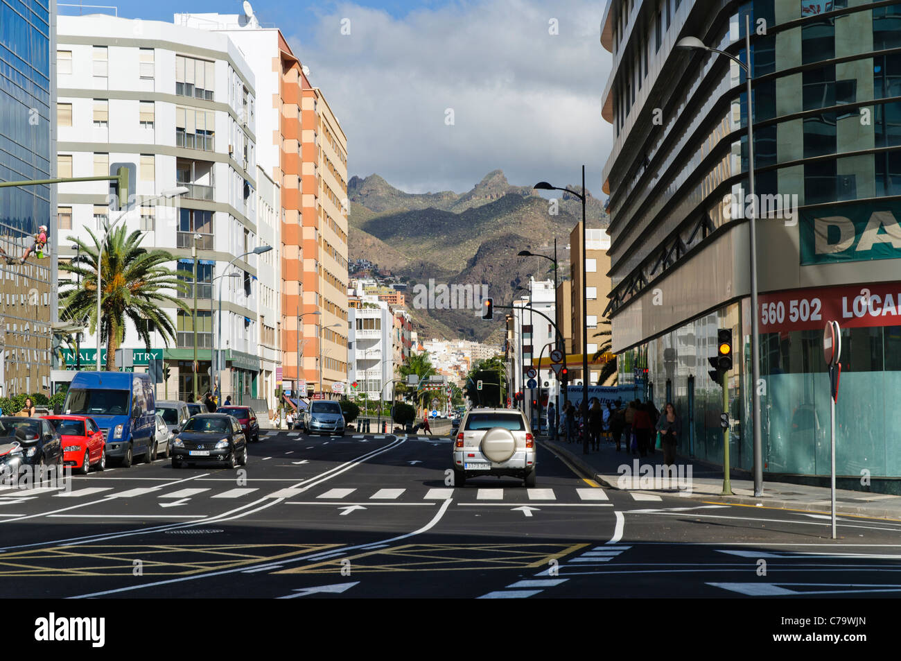 Street scene, Santa Cruz, Tenerife, Canary Islands, Spain, Europe Stock Photo
