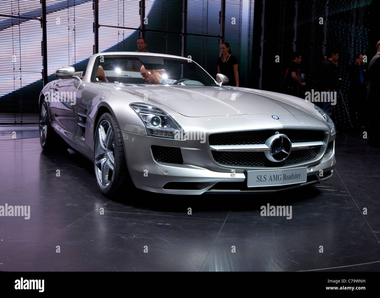 New Mercedes Benz Roadster SLS AMG on the IAA 2011 International Motor Show in Frankfurt am Main, Germany Stock Photo