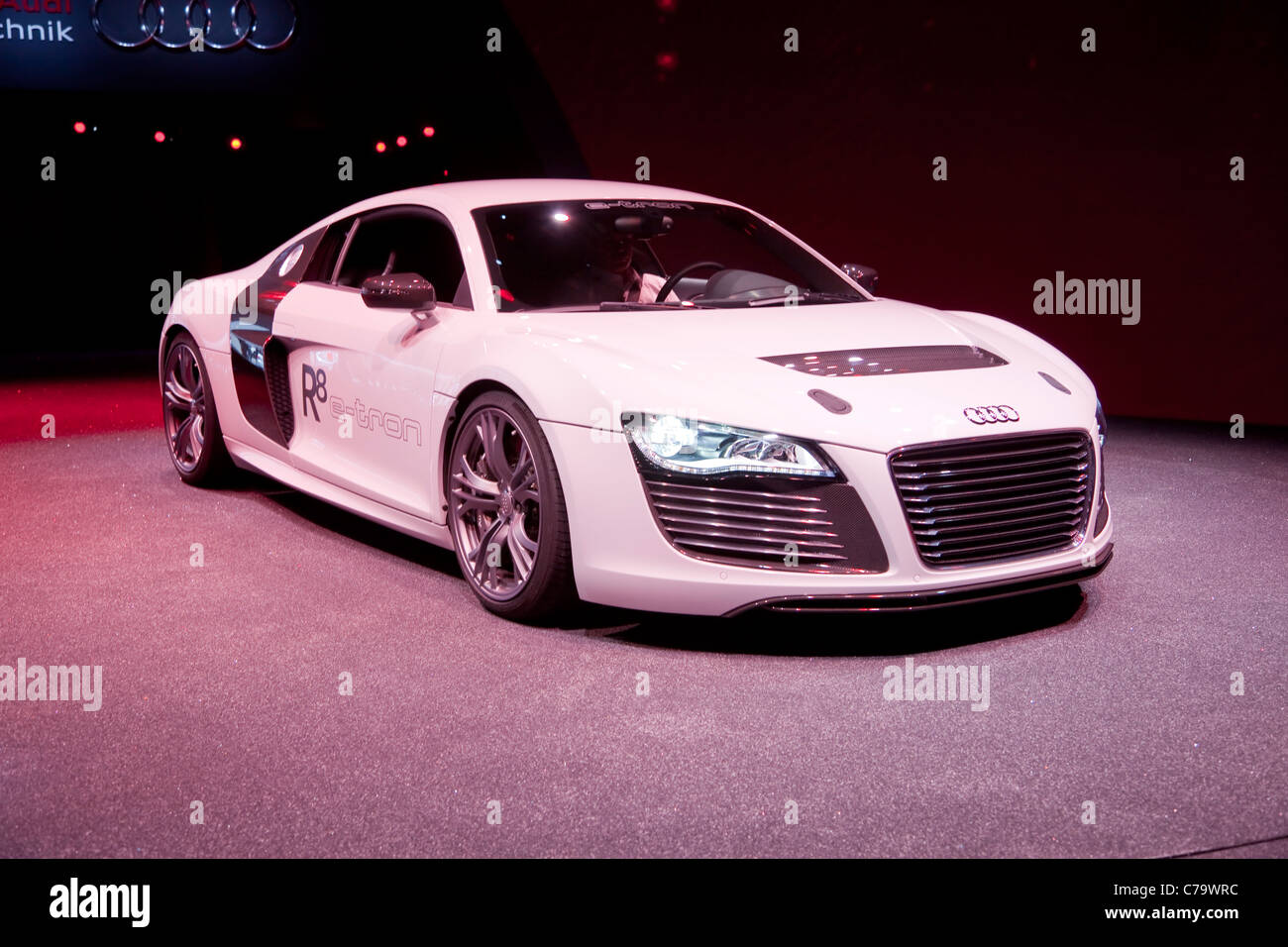 Audi R8 e-tron on the IAA 2011 International Motor Show in Frankfurt am Main, Germany Stock Photo