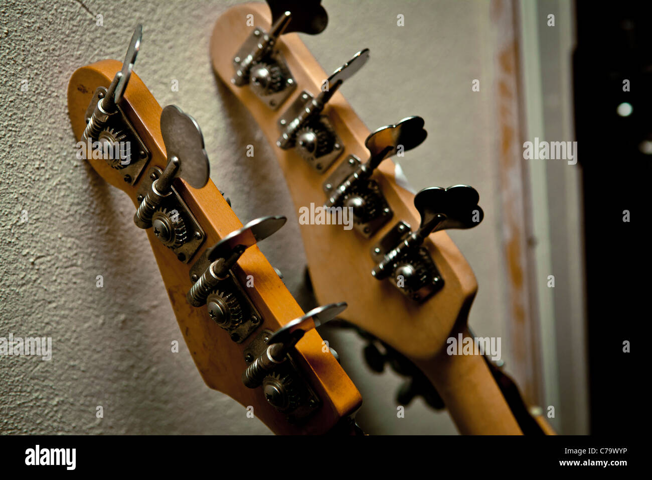 Bass guitar head stocks Stock Photo