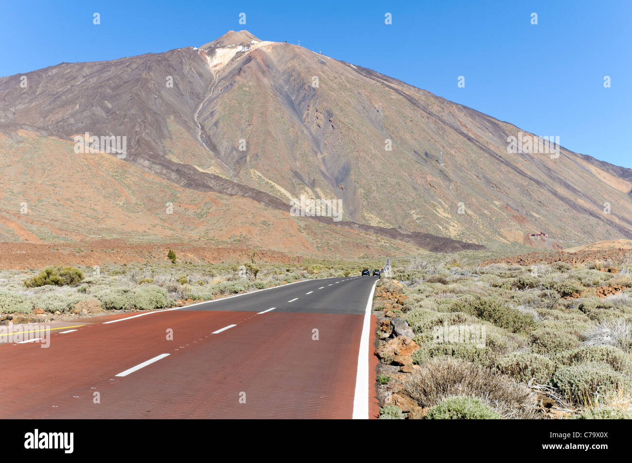 Highway on Mount Teide, Teide National Park, Unesco World Heritage Site, Tenerife, Canary Islands, Spain, Europe Stock Photo