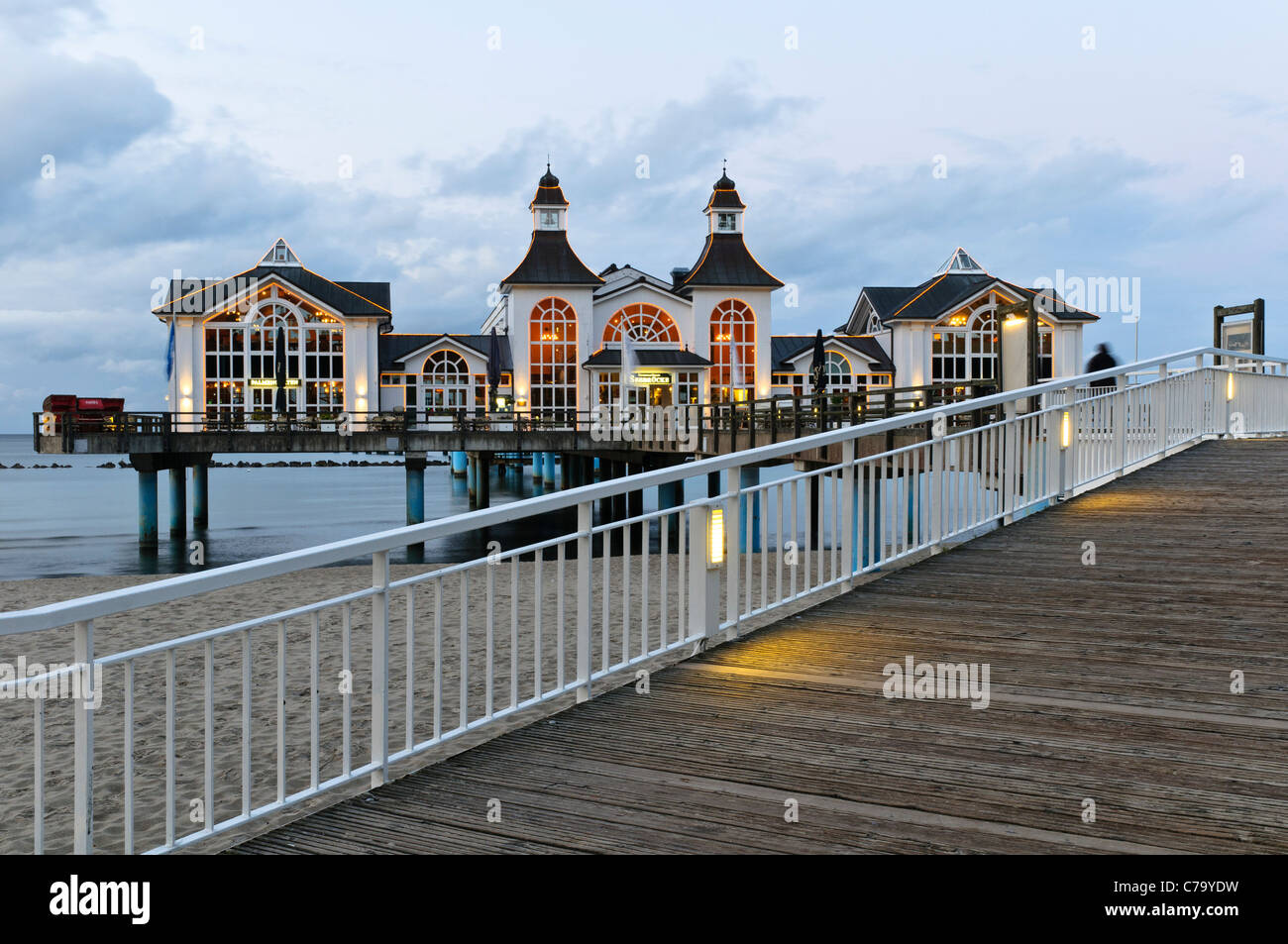 Historic pier with restaurant, Baltic resort Sellin, Baltic sea, Ruegen