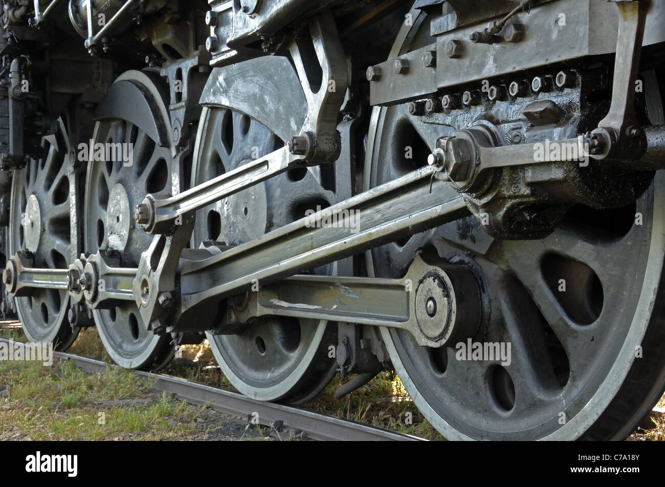 The wheels on the 6060 steam locomotive engine. Stock Photo