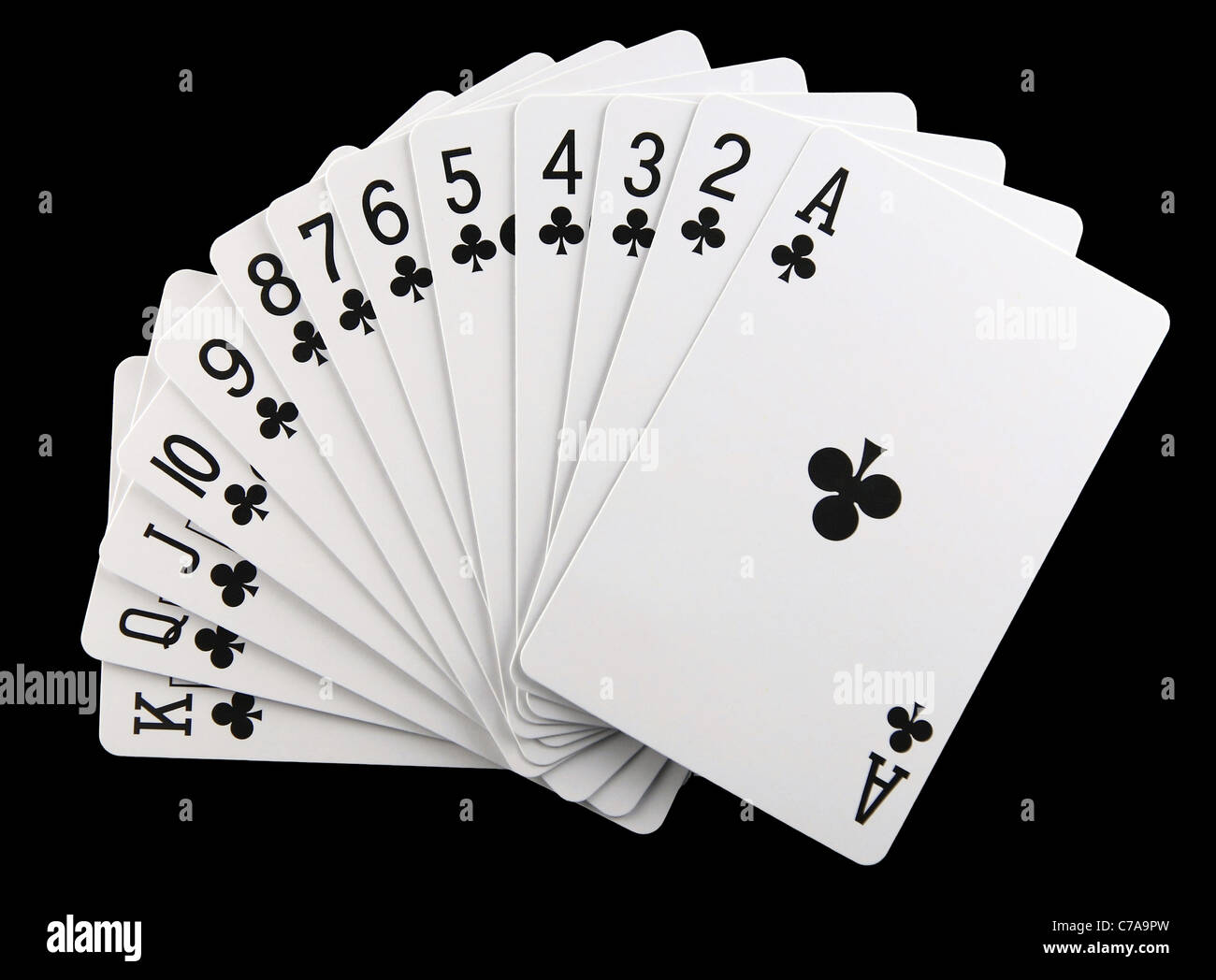 Clubs Suit in a playing deck of cards isolated on black Stock Photo - Alamy