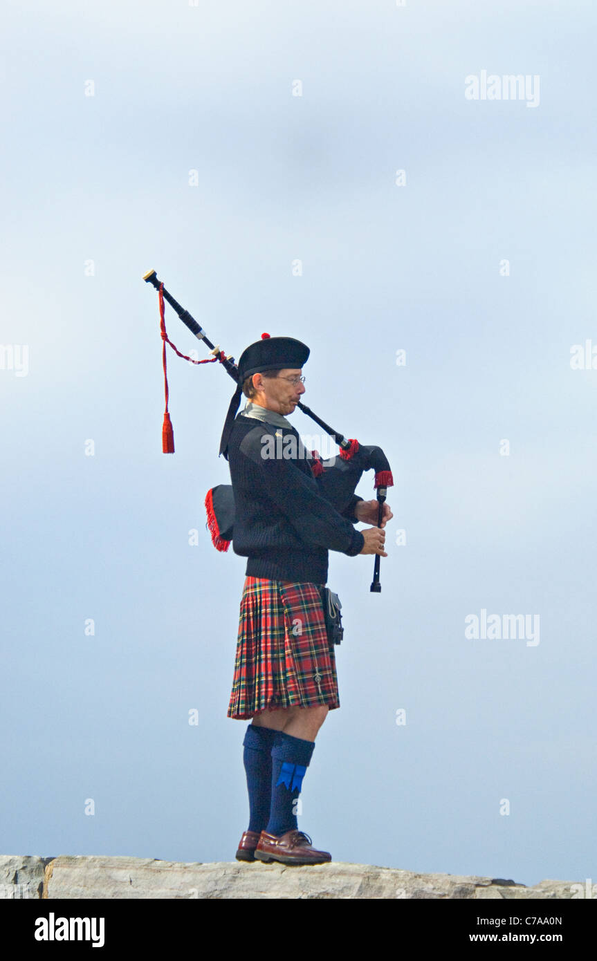 Man Playing Bagpipes at Overlook on the Cherohala Skyway in Monroe
