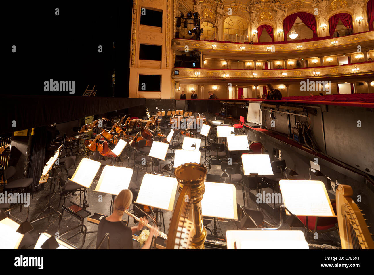 orchestra pit of the Komische Oper Berlin, Germany Stock Photo