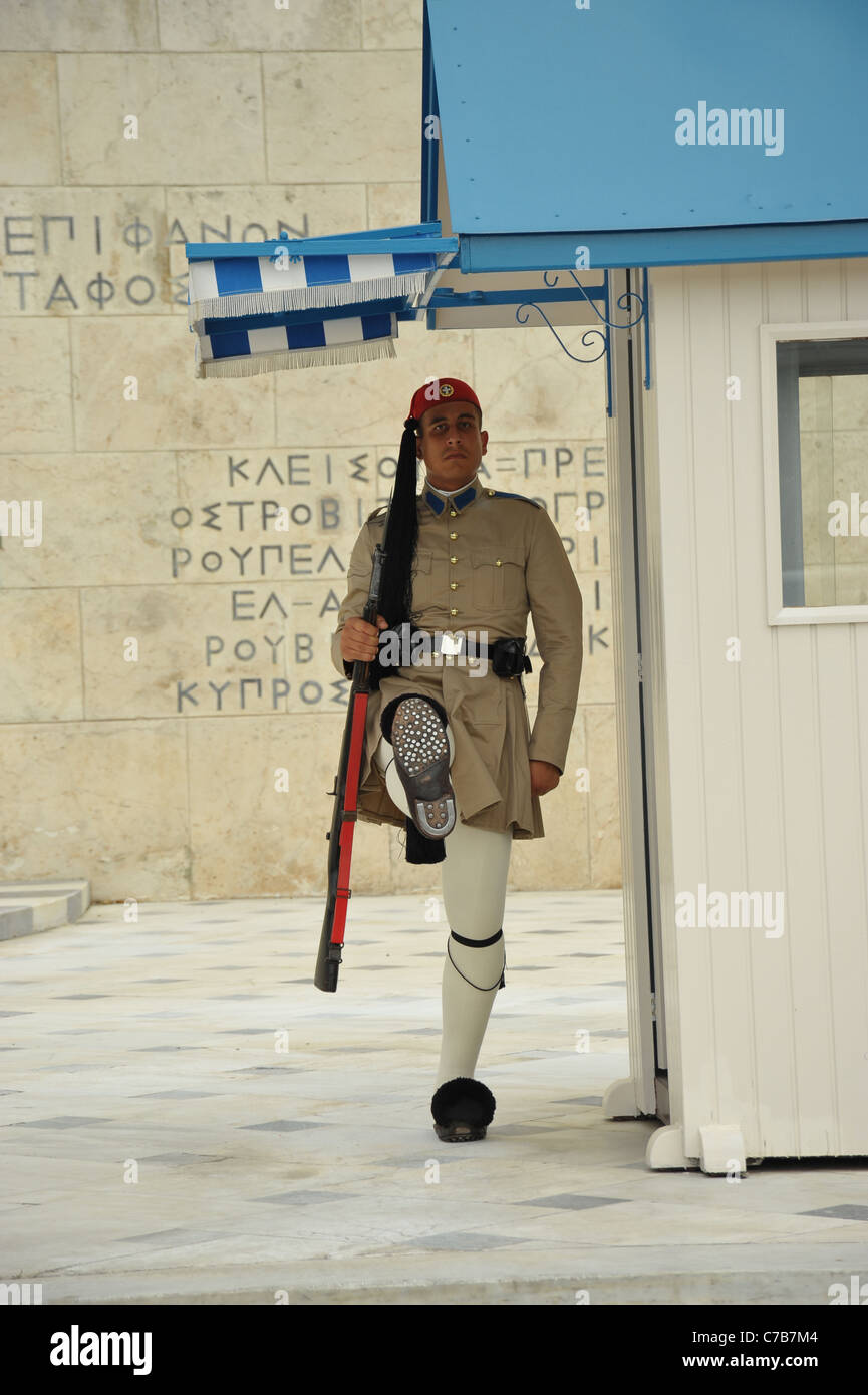 Greek guard outside the Greek parliament Athens Stock Photo