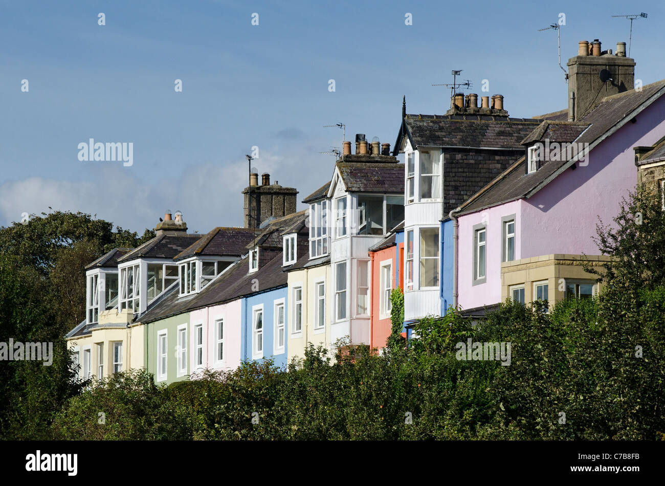 Terraced Houses Alnmouth Stock Photo