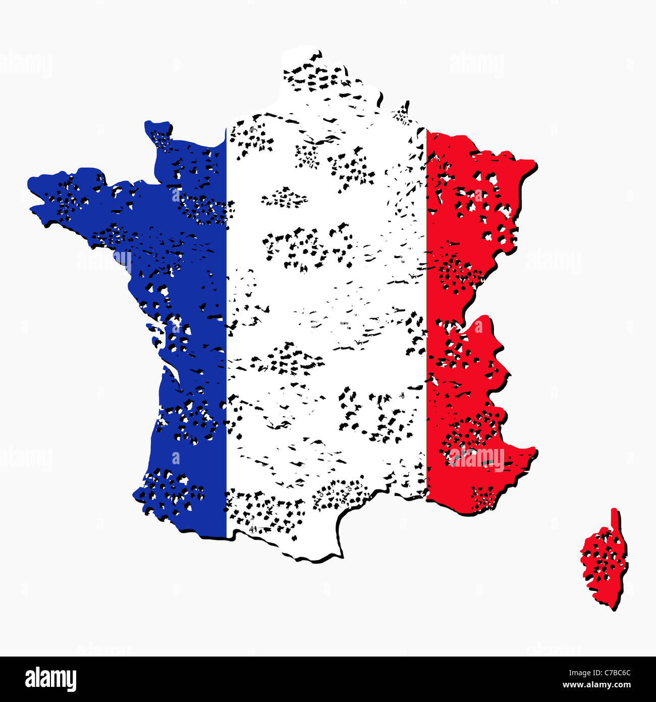 Grunge France map flag with shadow illustration Stock Photo