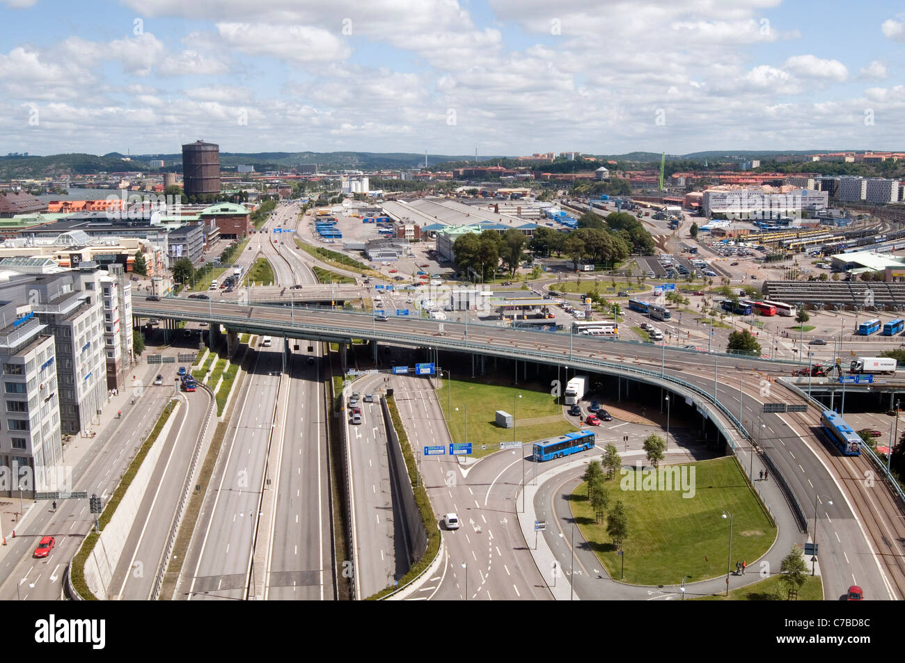 gothenburg goteborg road roads flyover fly over overpass elevated roadway network  sweden swedish sverige Stock Photo