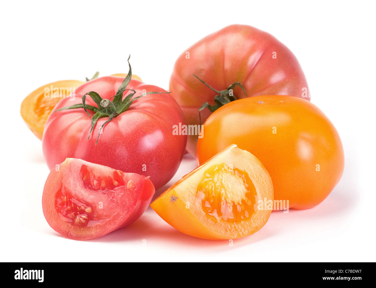 Fresh big tomato vegetable on white background Stock Photo