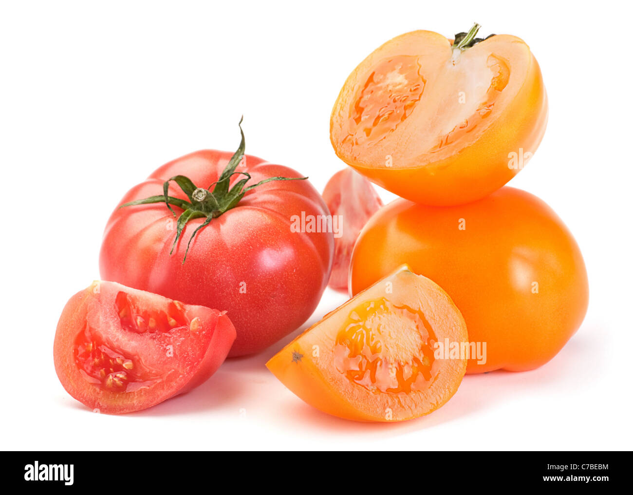 Fresh big tomato vegetable on white background Stock Photo