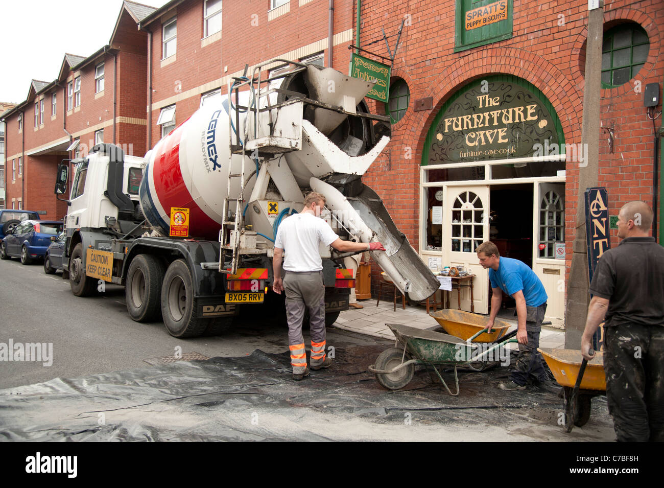 Ready mixed concrete being delivered to a building site, UK Stock Photo