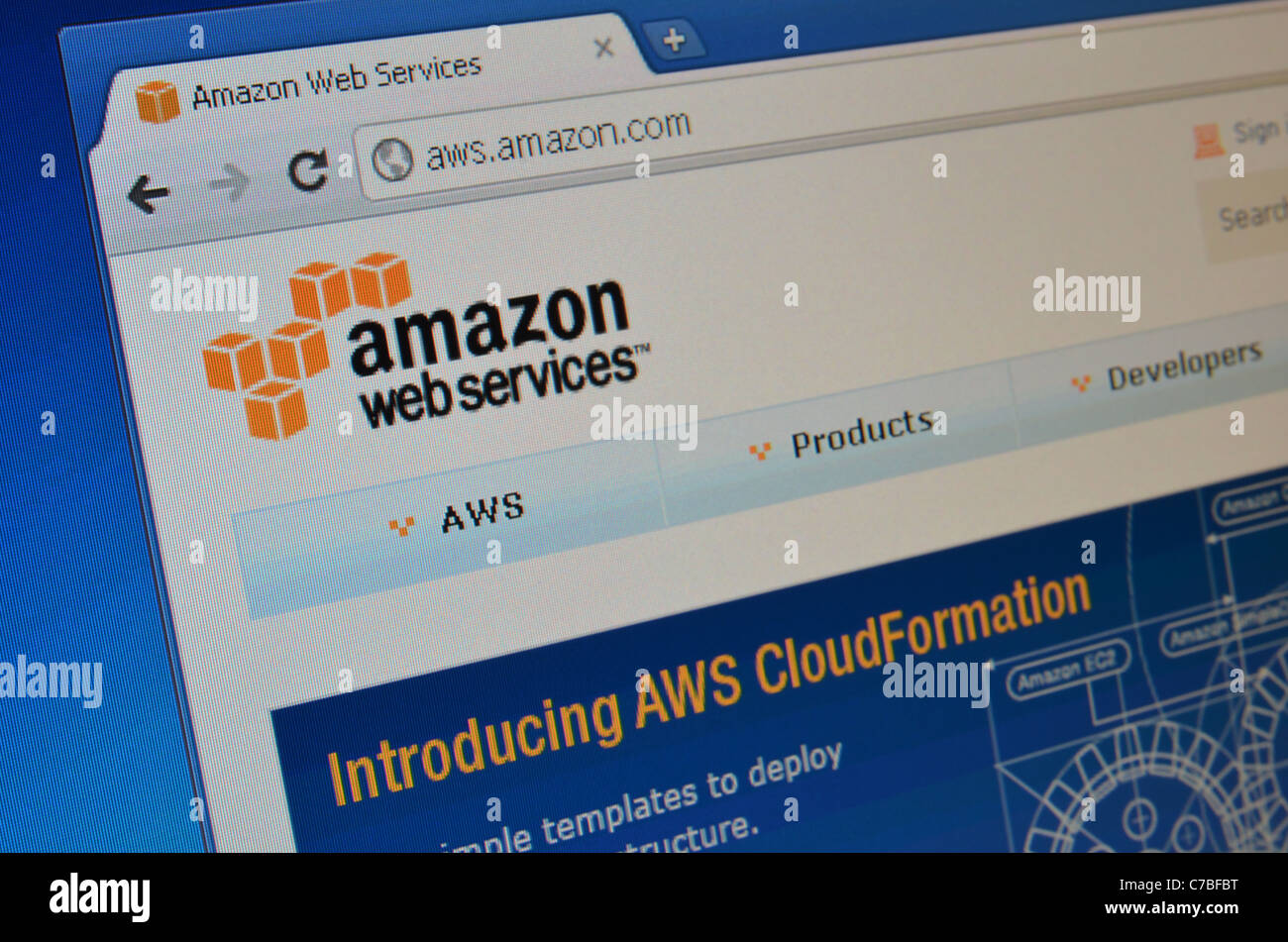 amazon web services aws website screenshot Stock Photo