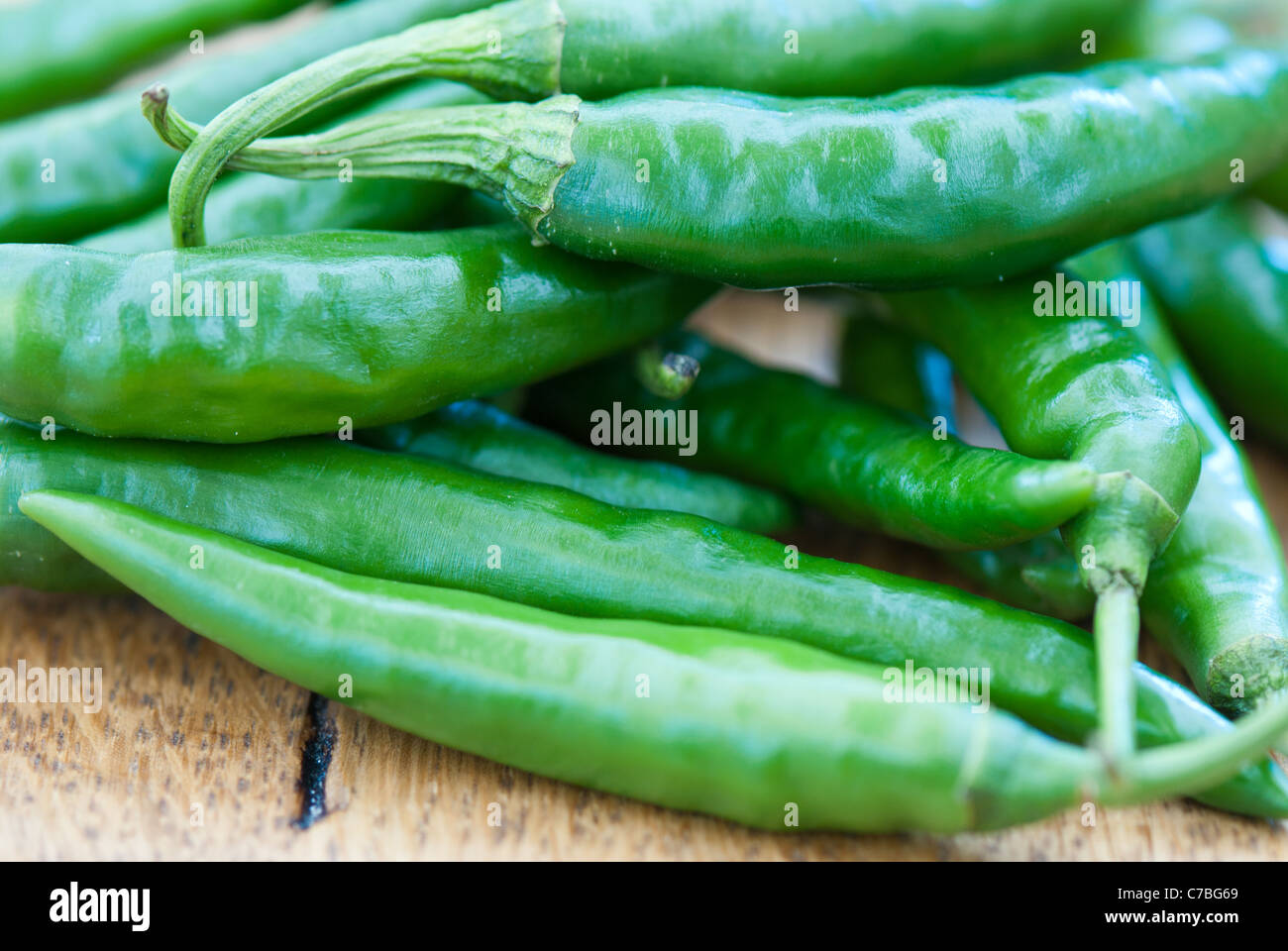 Fresh green chillies Stock Photo Alamy