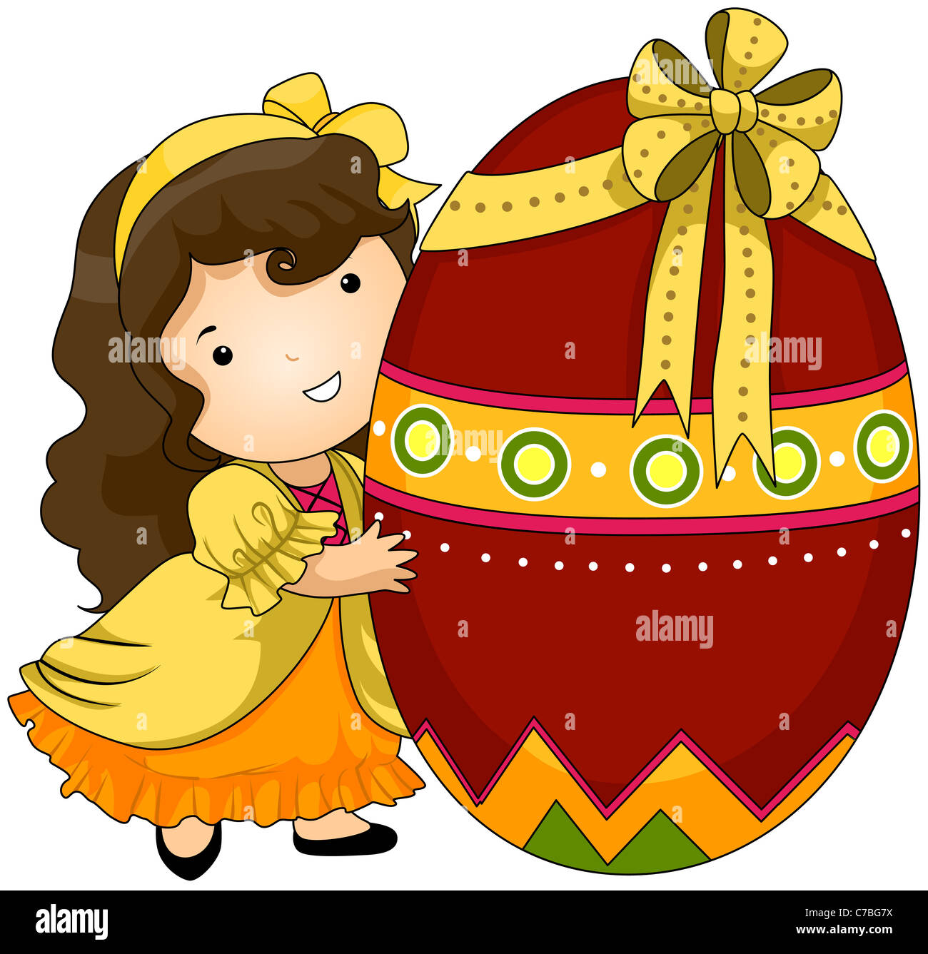 Illustration of a Woman Hugging a Giant Easter Egg Stock Photo Alamy