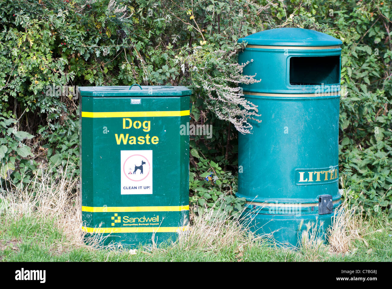 Bins for litter and dog waste at Sandwell Valley Park Stock Photo Alamy