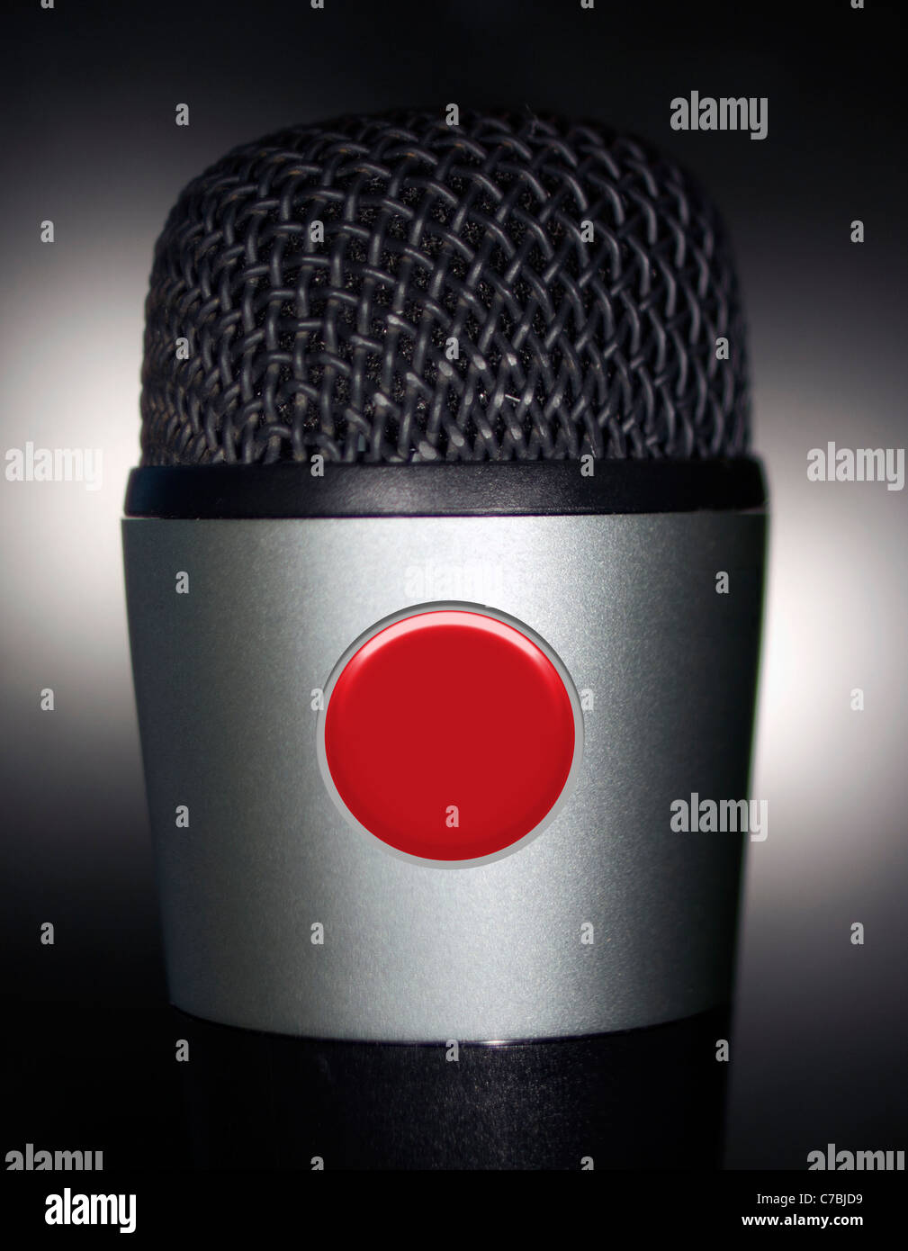 Microphone with record button Stock Photo Alamy