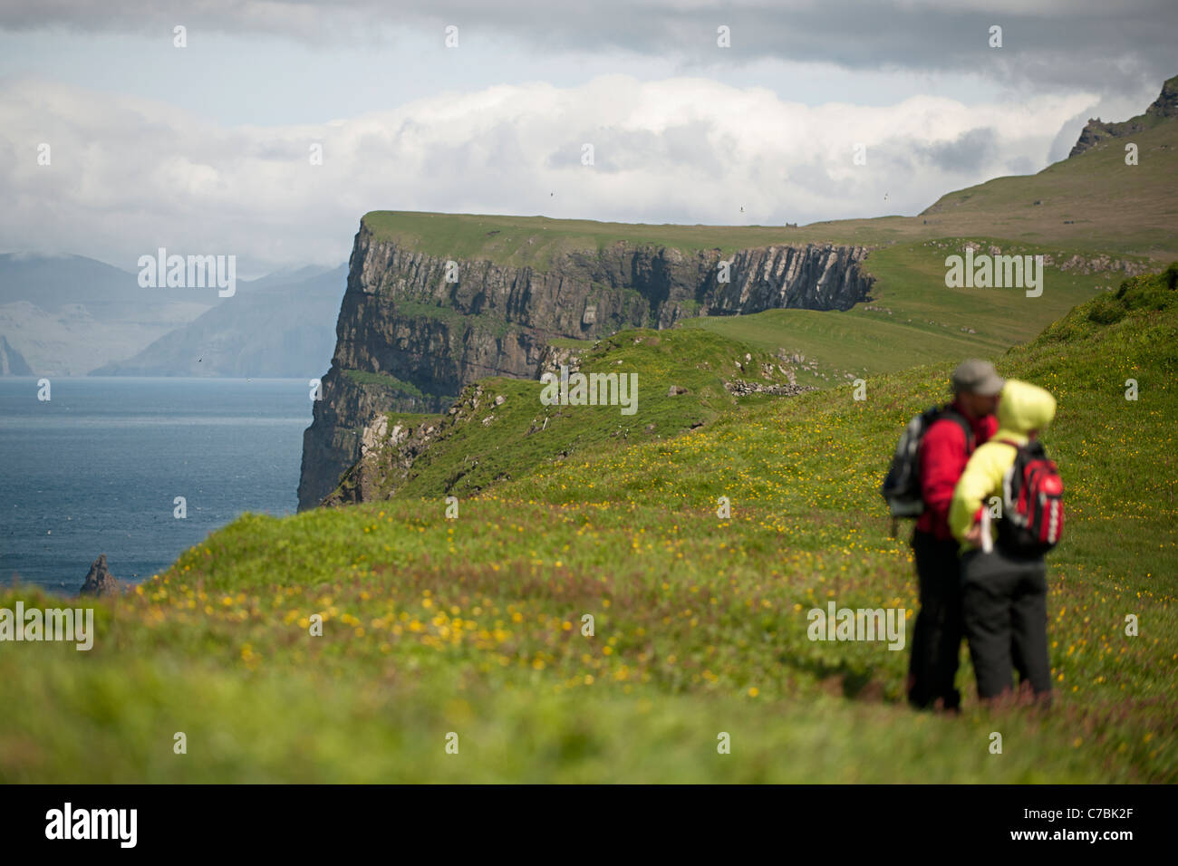 Couple on Mykines, Faroe Islands Stock Photo