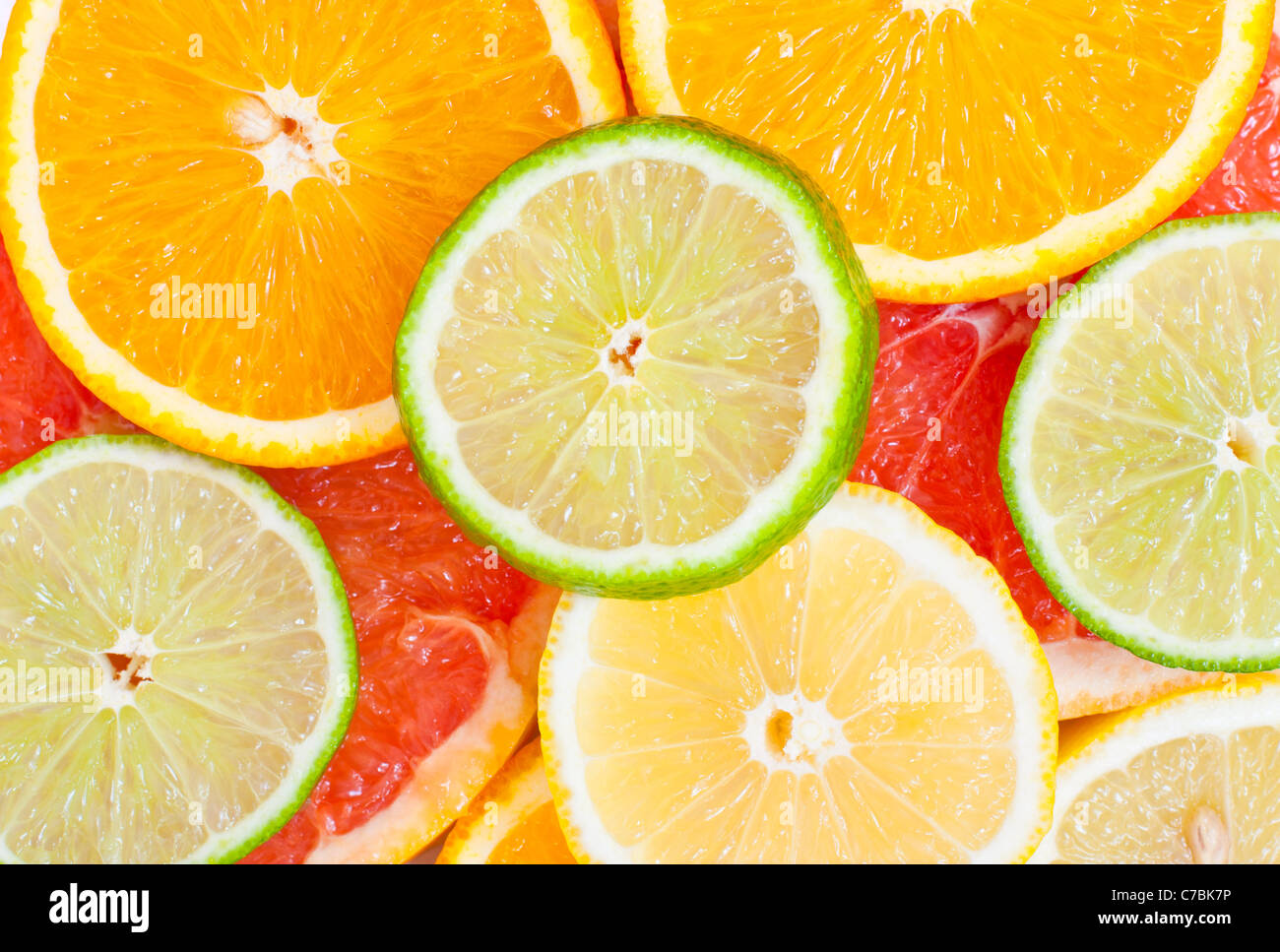 Mixed citrus fruit background. Food and diet Stock Photo