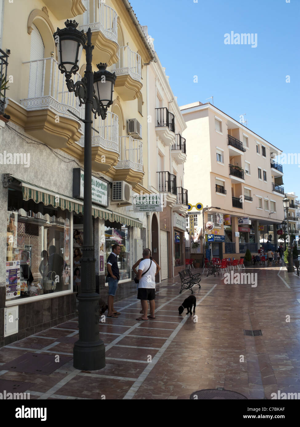 Calle Malaga tiled pedestrian street, Alhaurin de la Torre, Andalucia, Spain Stock Photo