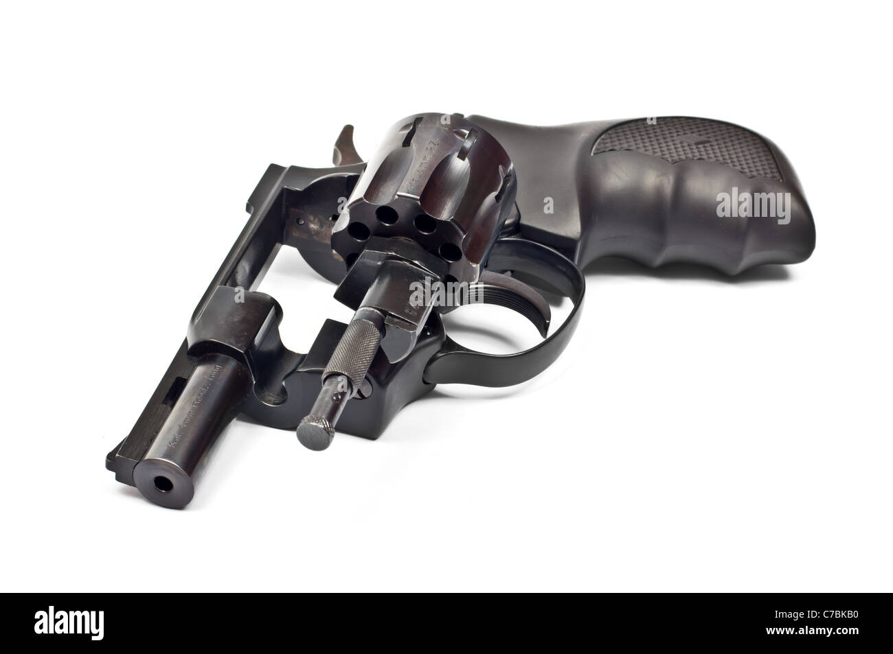 Black revolver gun isolated on white background Stock Photo - Alamy