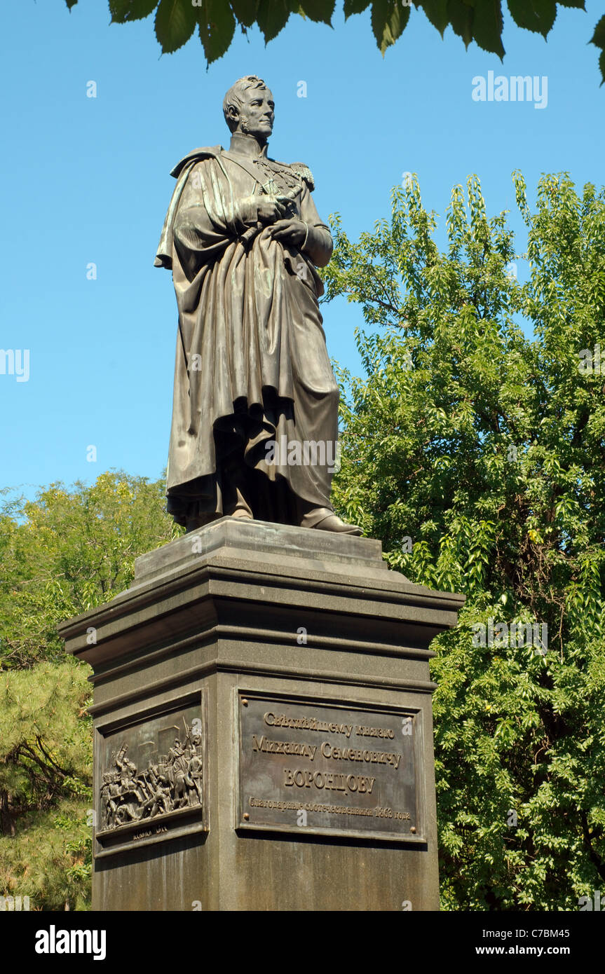 Bronze monument to the prince Michael Vorontsov, Odessa, Ukraine, Europe Stock Photo