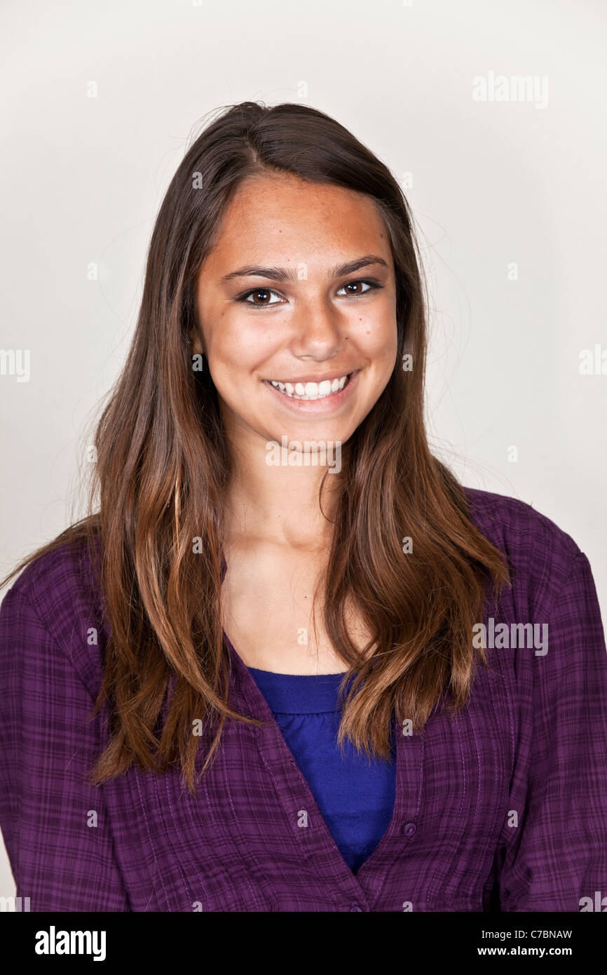 Portrait of Hispanic teen girl 13 -15 year years old eye contact  MR © Myrleen Pearson Stock Photo