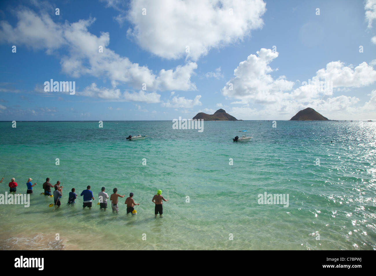 Mokulua Islands, lanikai, Oahu, Hawaii Stock Photo
