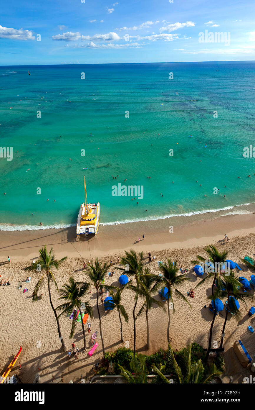 Waikiki Beach, Honolulu, Oahu, Hawaii Stock Photo