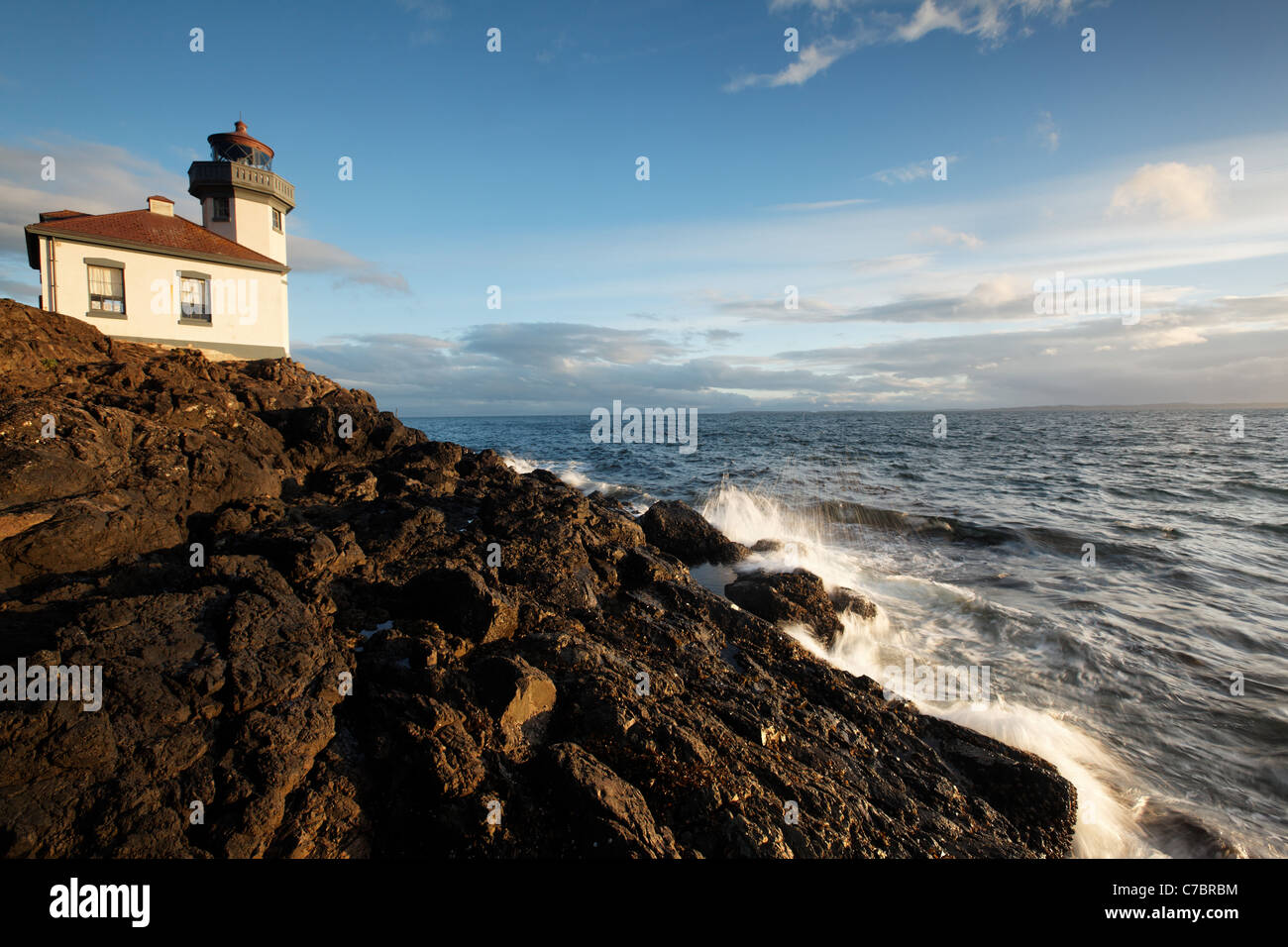 Lime Kiln Point Lighthouse, Lime Kiln Point State Park, San Juan Island, Washington, USA Stock Photo