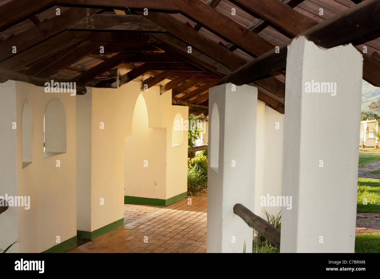 Walkway at Mountain Inn in Mbabane, Swaziland, Africa. Stock Photo