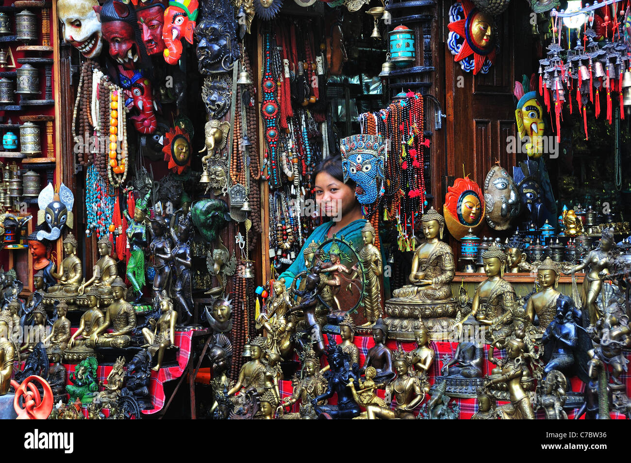 Souvenir shop at Swayambhunath temple Stock Photo