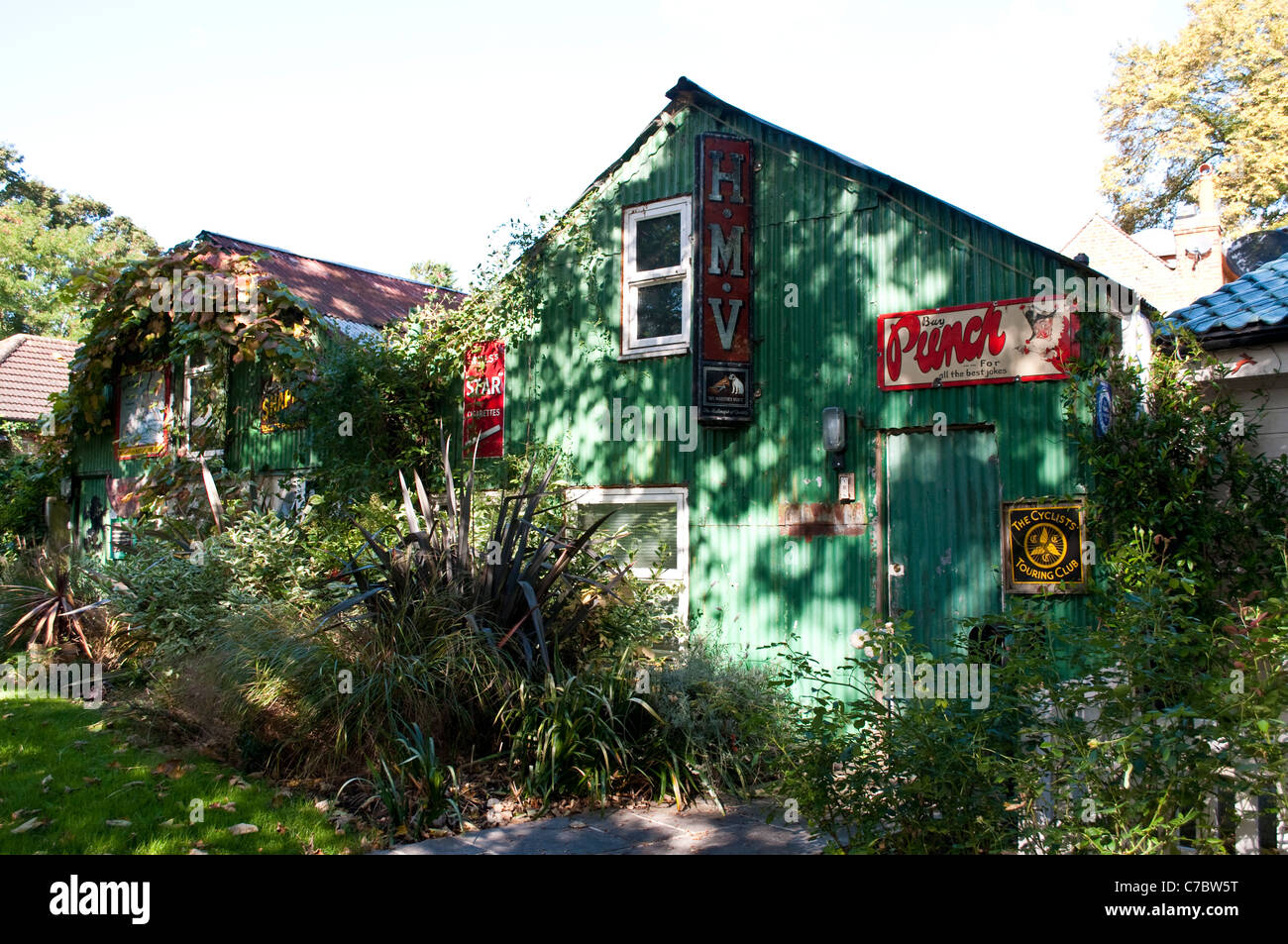 Quirky houses, Eel Pie Island, Twickenham, Middlesex, England, United