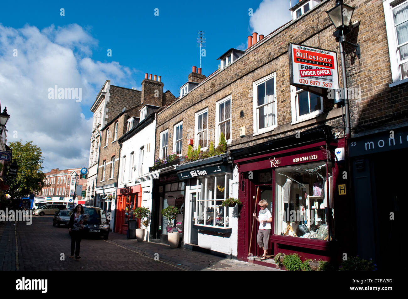 Row of shops, Church Street, Twickenham, Middlesex, England, United