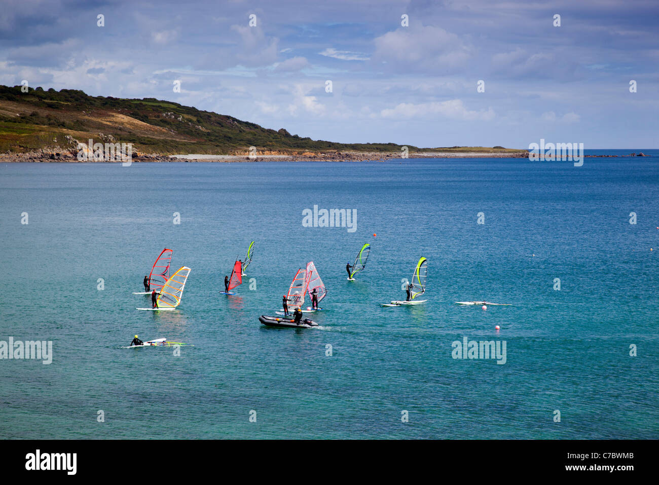 Coverack; Wind Surfers; Cornwall; UK Stock Photo