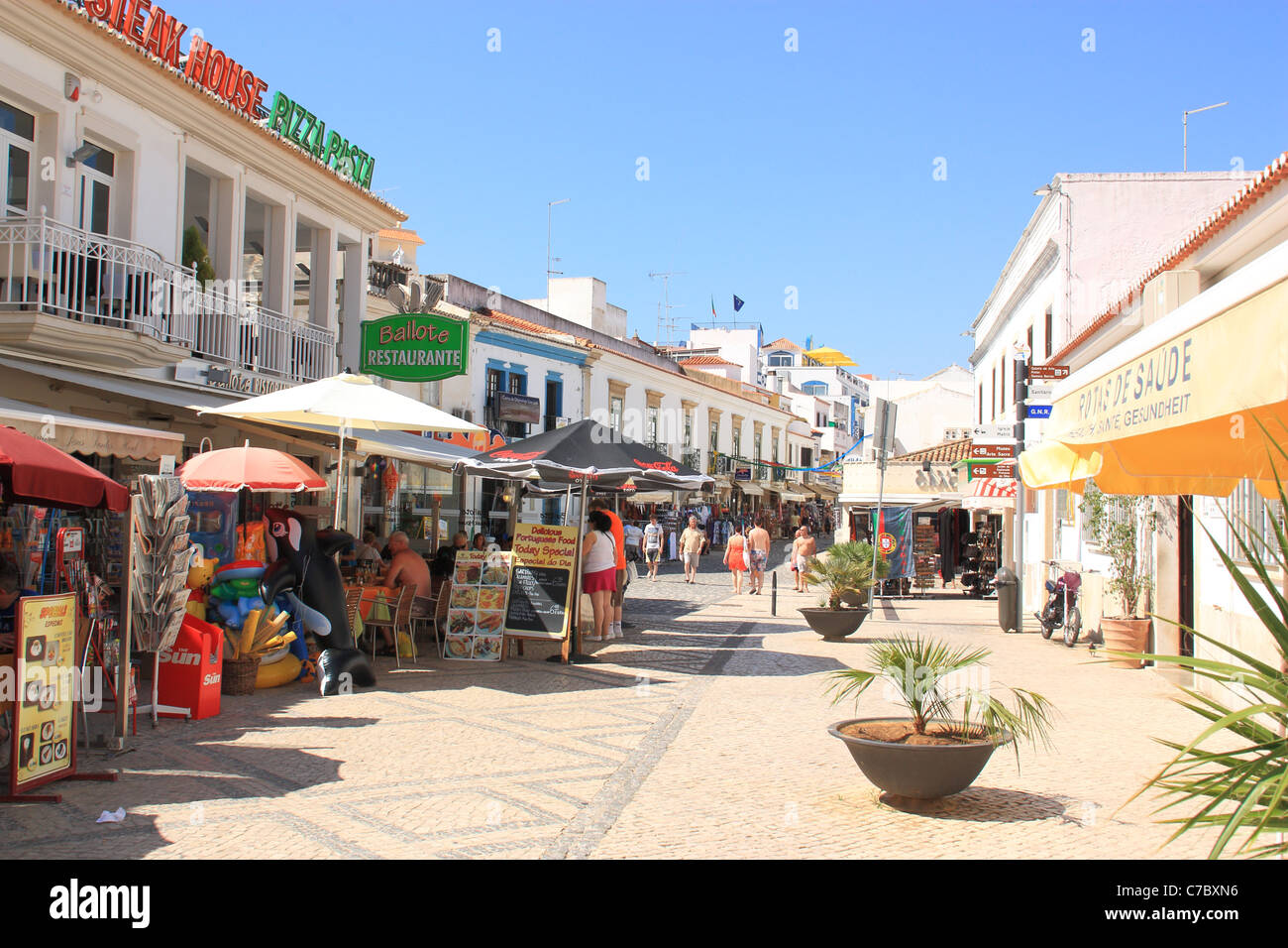 A Typical Street Scene Taken In Albufeira Algarve Portugal Stock Photo Alamy
