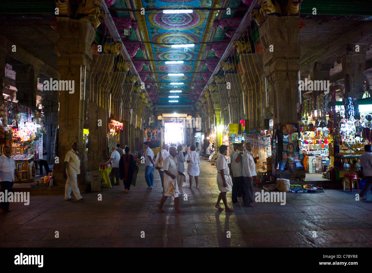 In the Meenakshi Amman temple in Madurai, Tamil Nadu, India. Stock Photo