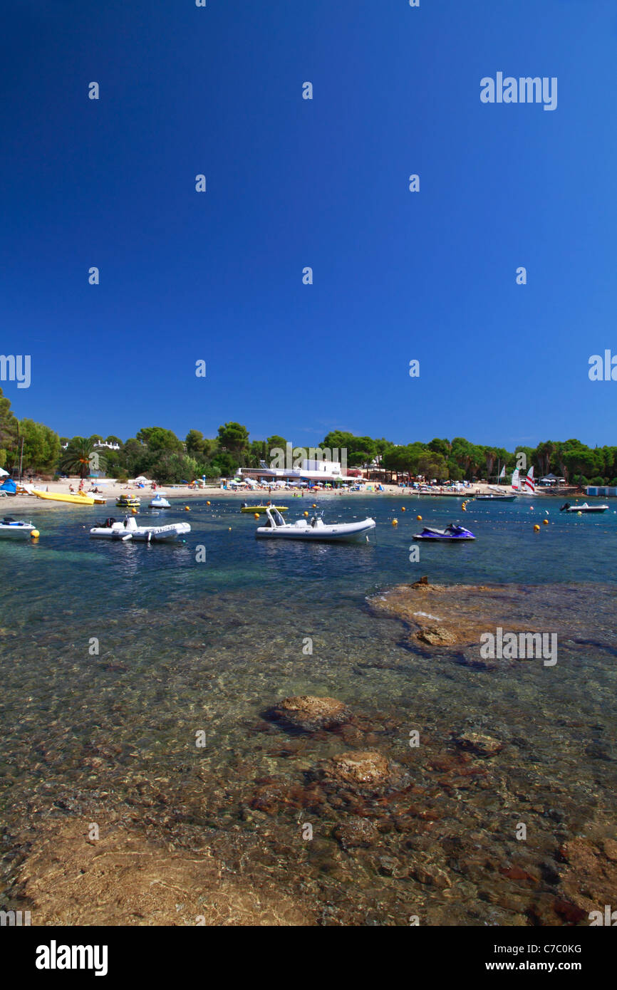 General view of the beach of Cala Pada, Ibiza, Spain Stock Photo - Alamy