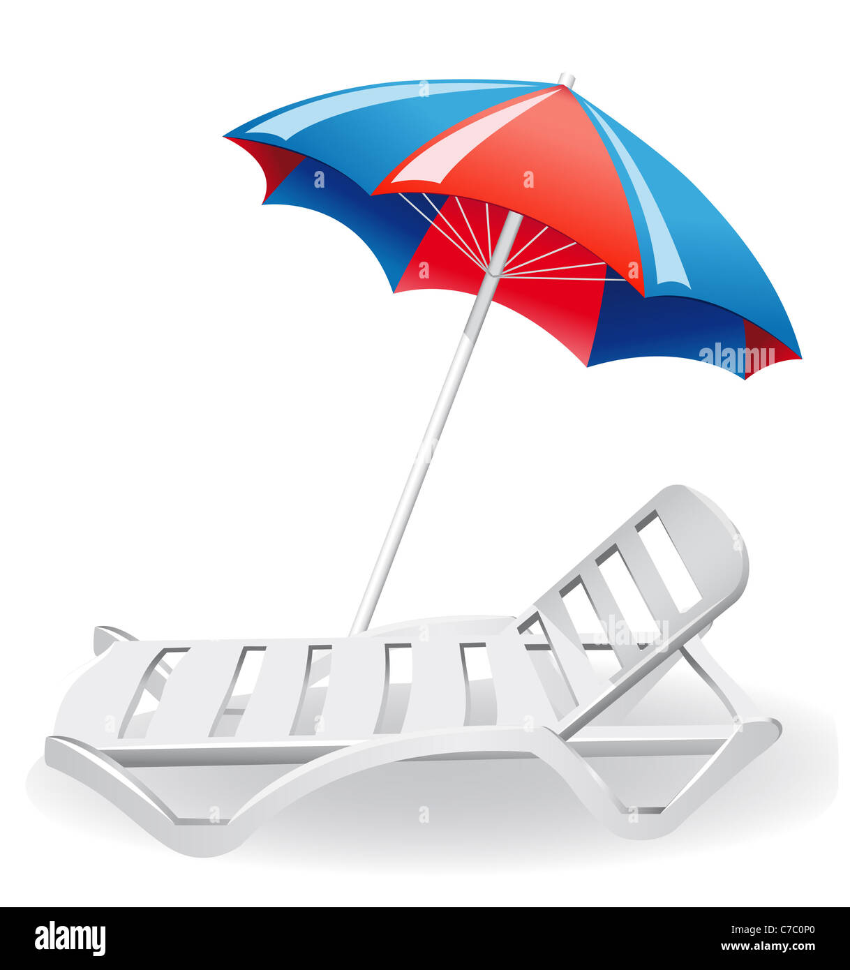 umbrella sunshade and deckchair illustration Stock Photo Alamy