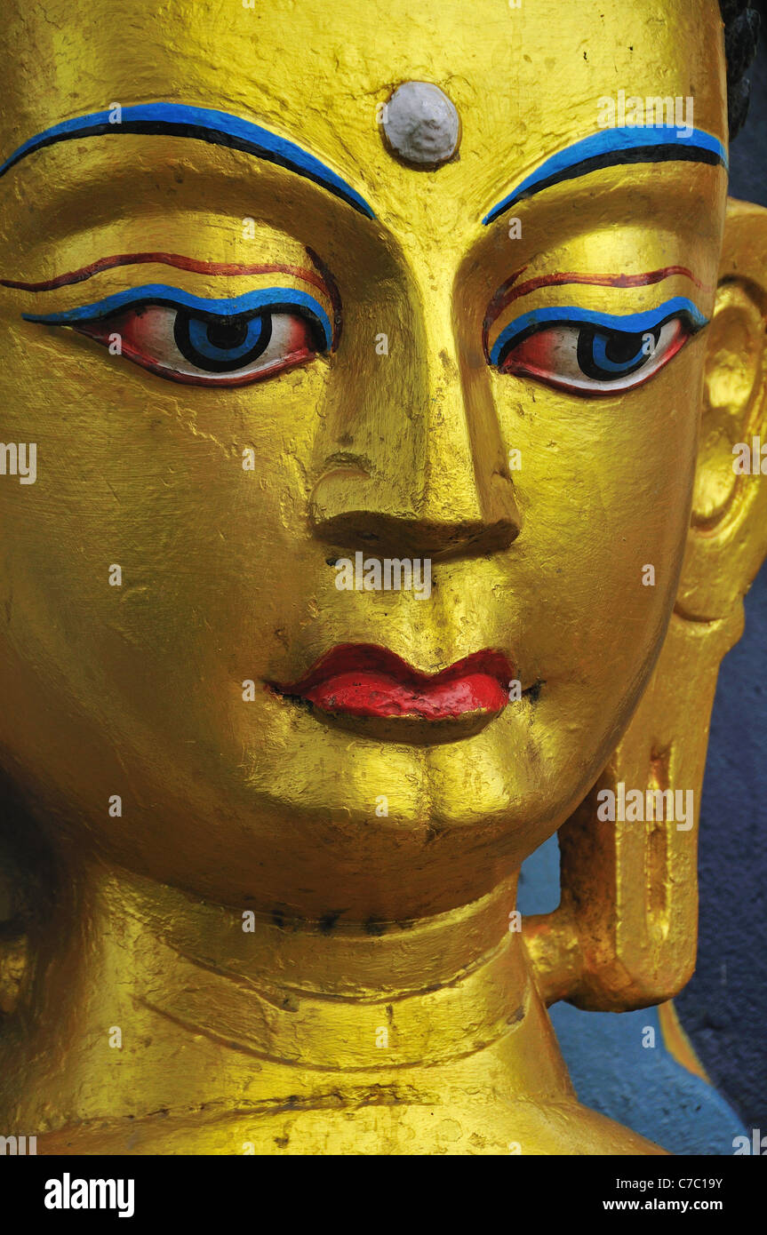 Buddha at Swayambhunath Temple Stock Photo