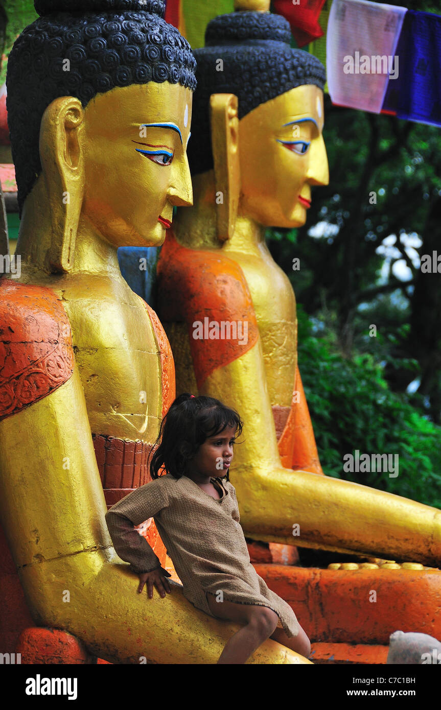 Buddha at Swayambhunath Temple Stock Photo