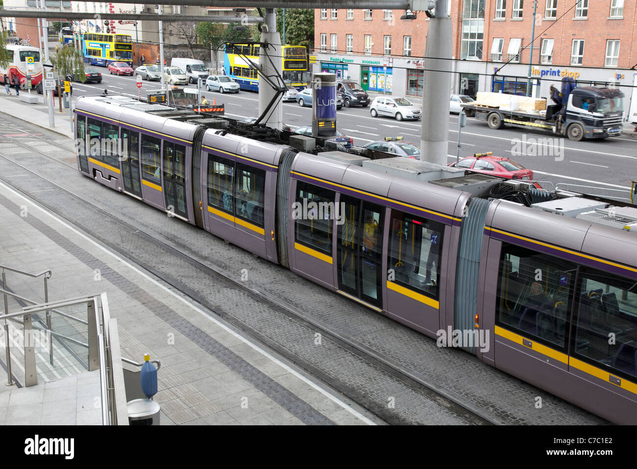 Connolly Station Luas tram Stock Photo