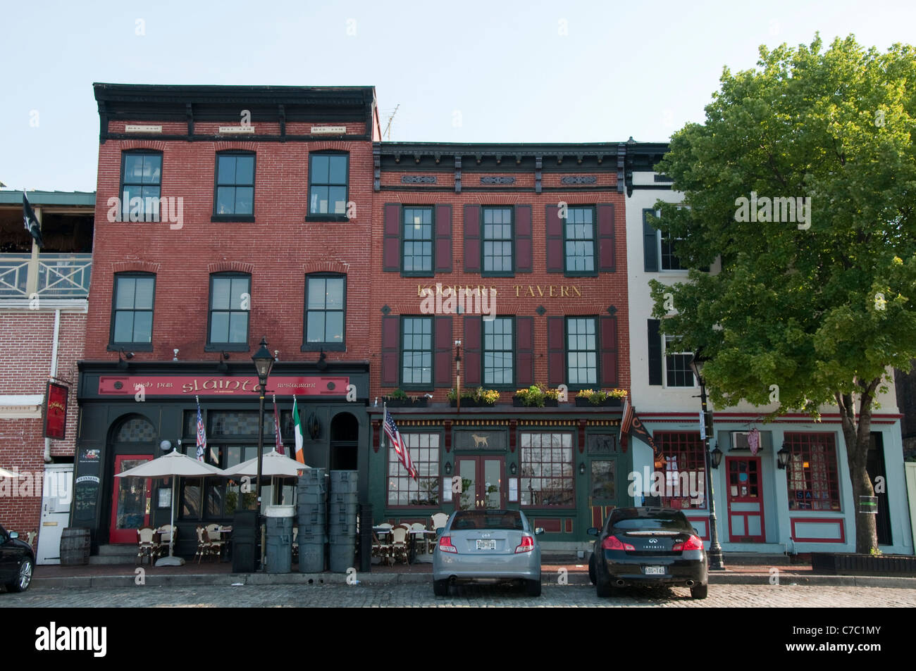 Thames Street on the waterfront at Fells Point in Baltimore Maryland