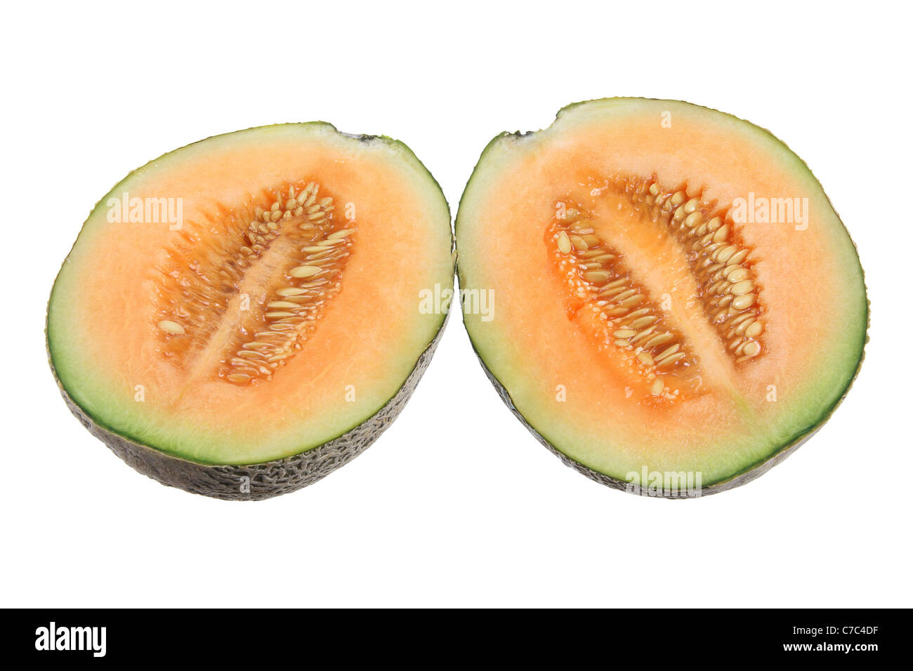 Rock Melon Cut in Half Stock Photo