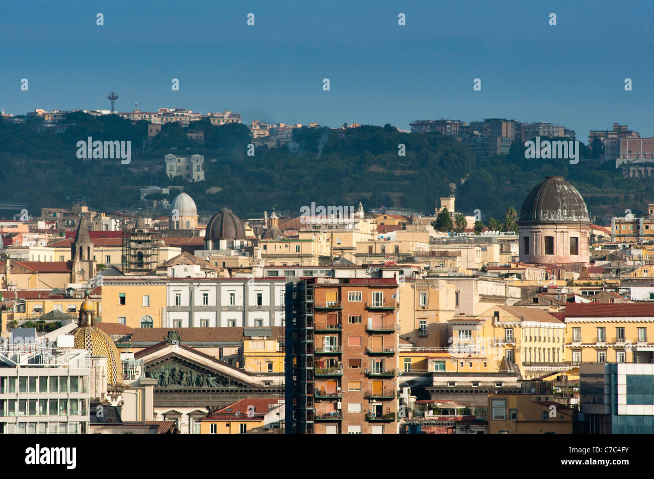 Naples (Napoli) skyline with church domes and old apartment blocks. Italy. 2011 Stock Photo
