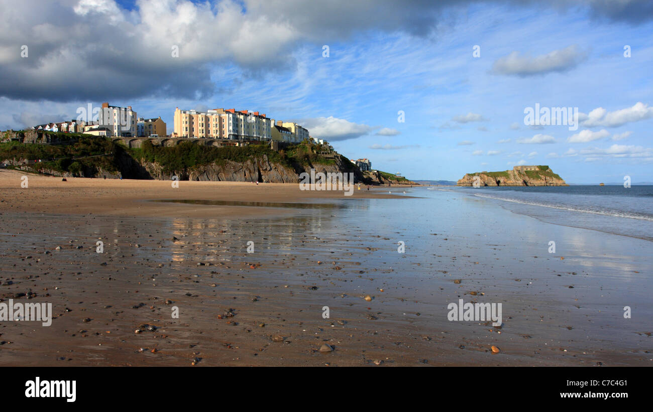 South Beach, St. Catherine's Island and Tenby, Pembrokeshire, South Wales Stock Photo
