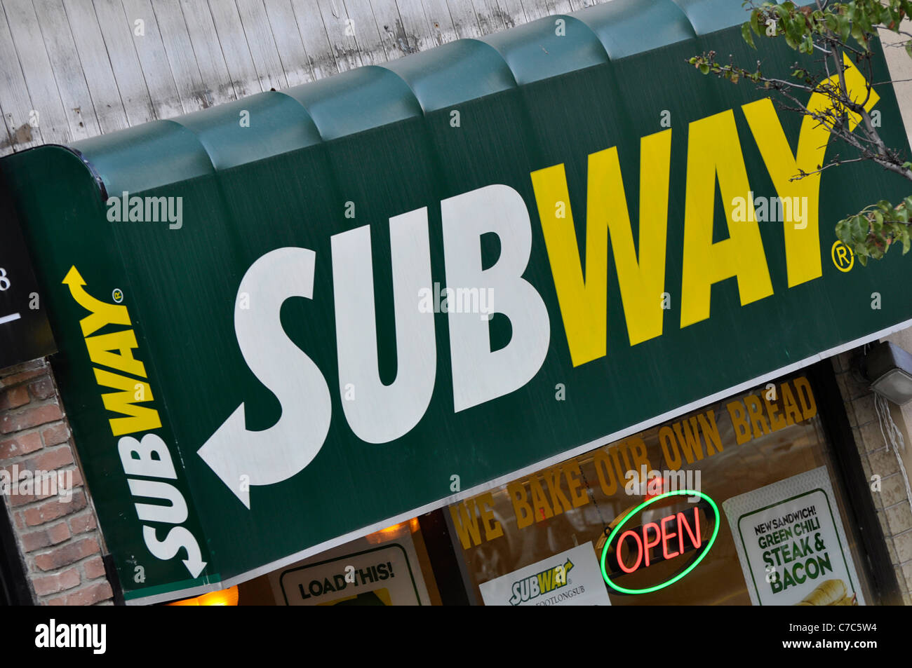 Subway Restaurant, Eatery Sign above entrance, Toronto Canada Stock Photo